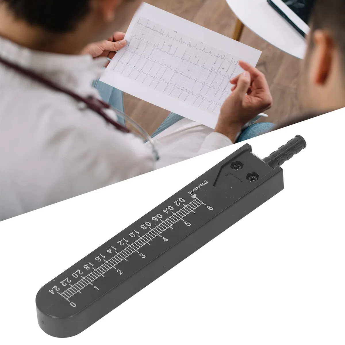 EKG Medico Divisor Calibre, 0-2.4 Pulgadas Acero Inoxidable Regla de ECG Herramienta Medición, Calibrador de Divisora, EKG Compas Médico, para Medir Electrocardiograma Medición Enfermería