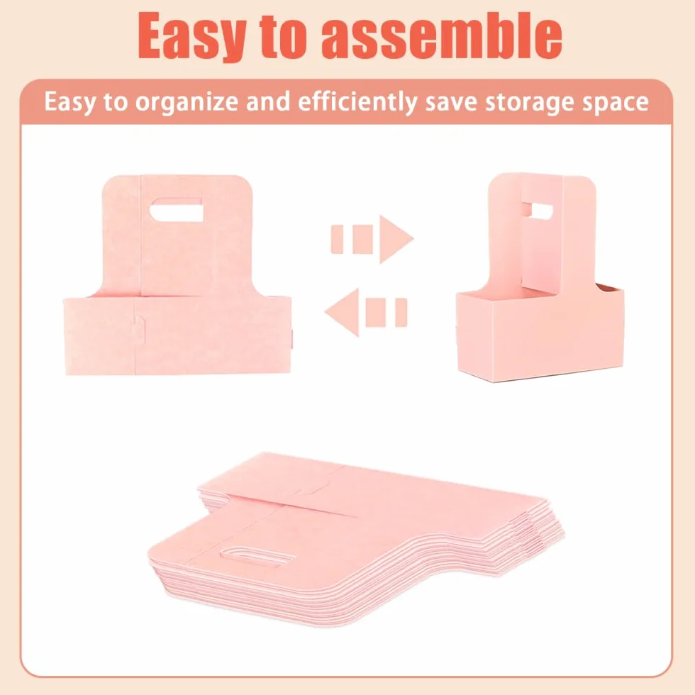 MiOYOOW Portadores de bebidas, 20 soportes desechables dobles para tazas, portadores portátiles de cartón para café, helado y postre