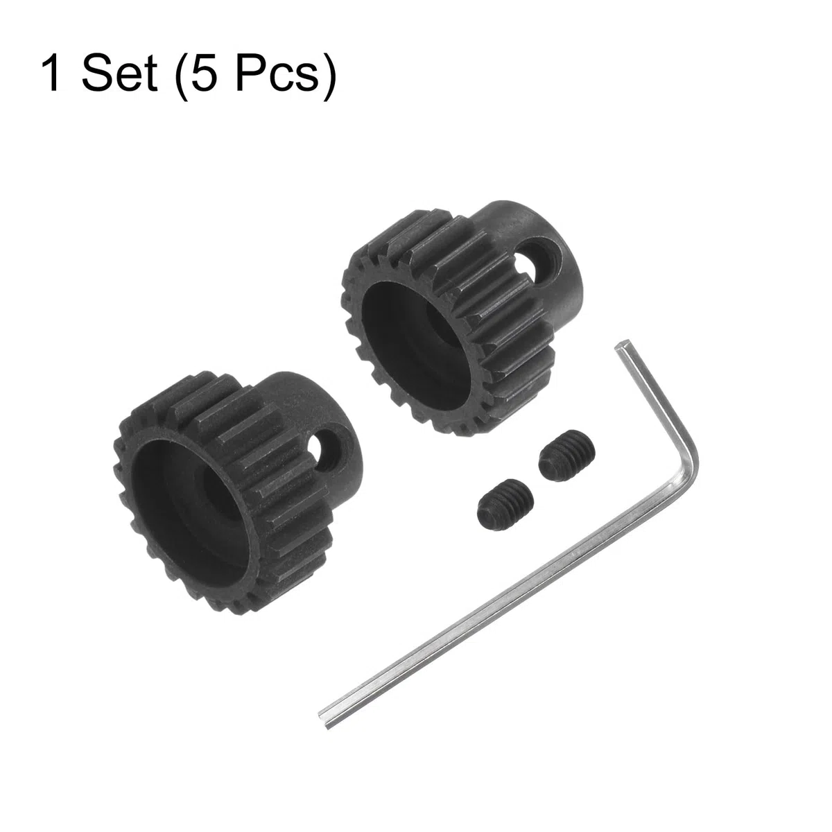 sourcing map Piñón Endurecido 32P, Engranajes de Motor Kit 2Pzs 21T 22T para Eje de Motor RC de 5mm, Engranajes de 32 Pasos 0,8 Paso Métrico para Coche RC, con Llave Hexagonal
