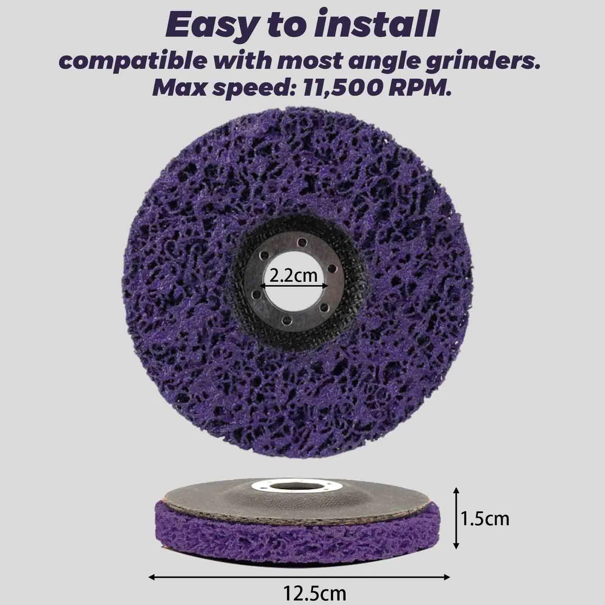 5 Piezas Discos de Limpieza Gruesos 125 mm Discos de Limpieza Abrasivos para Amoladora Angular Eliminacion de Oxido Pintura Descamacion en Metal Madera Piedra y Cemento (Morado)