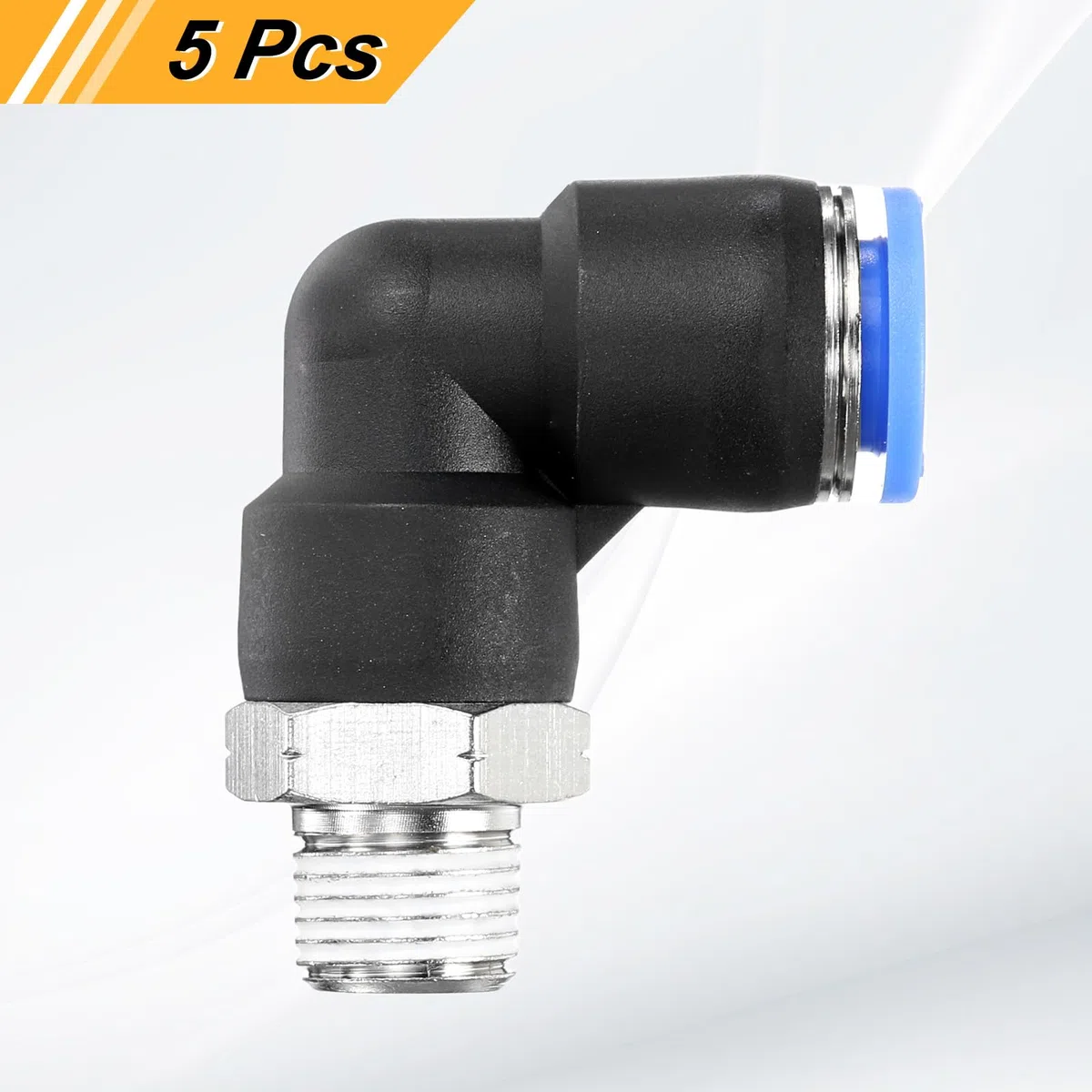 sourcing map 5 piezas de 90 accesorios de empuje para conectar, 8 mm de diámetro interior x 1/8 pulgadas NPT macho rosca acodado de conexión rápida, manguera de aire neumática para tubería de agua