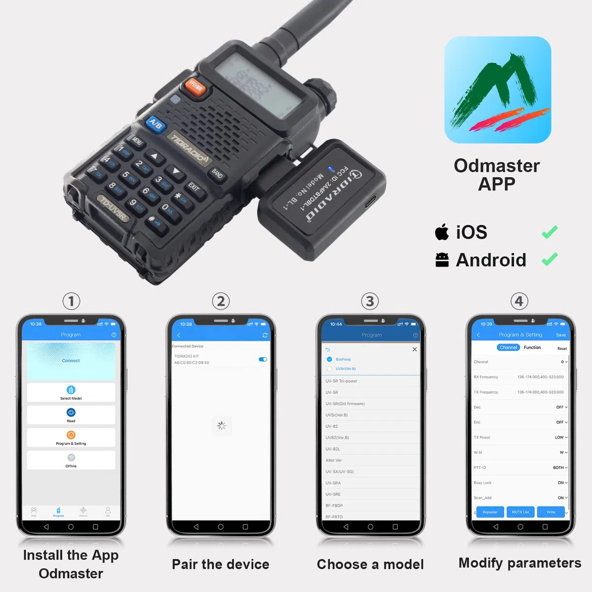TIDRADIO Ham Radio - Adaptador de programador inalámbrico APP y programa de PC para Baofeng UV-5R y varios modelos, sin problemas de controlador en lugar de cable de programa