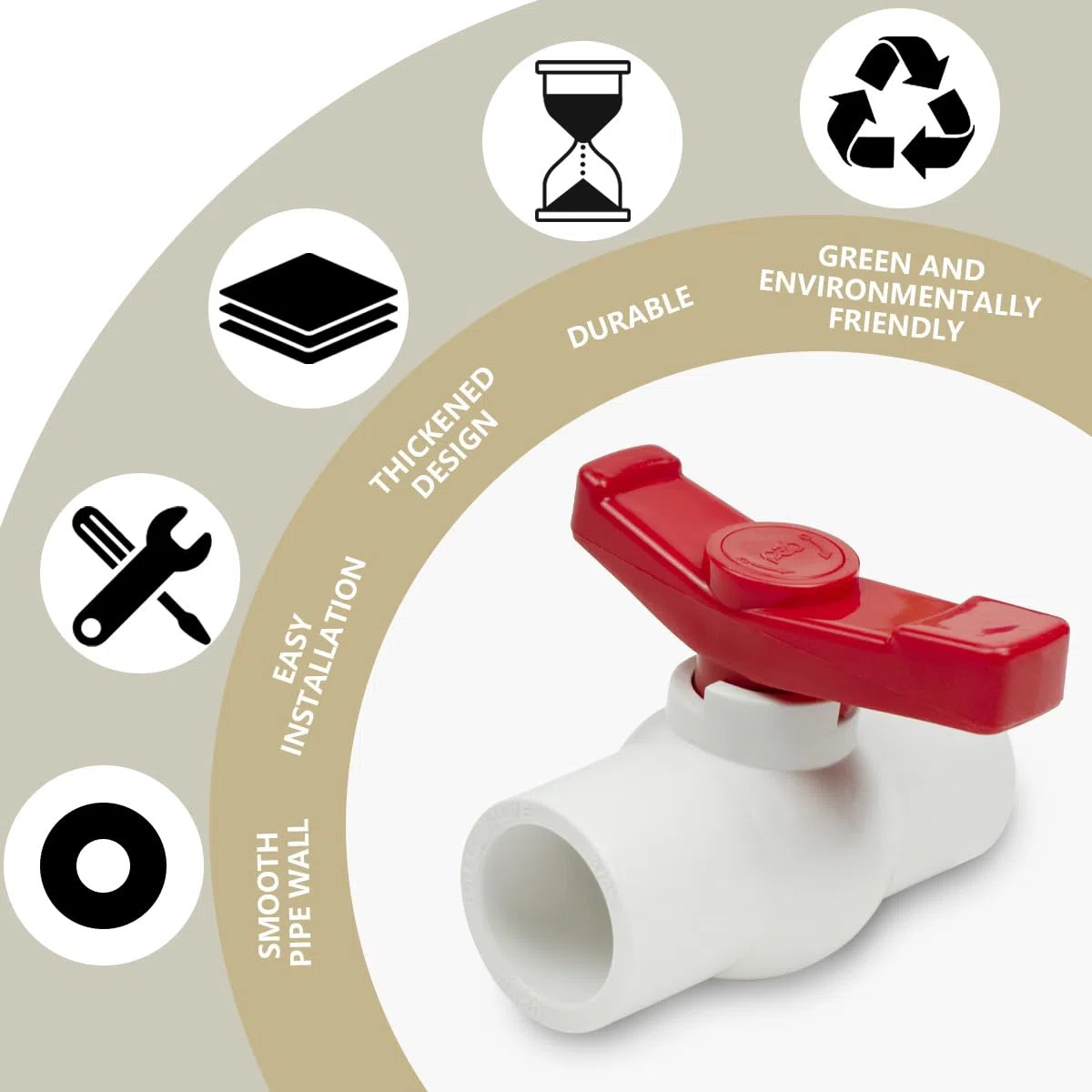 Bwintech 6 Piezas 32MM PVC Válvula de Bola, Grifo de Agua Válvula de Bola de Stop, 90 Grados de Operación Mango Válvula Accesorios de Tubería