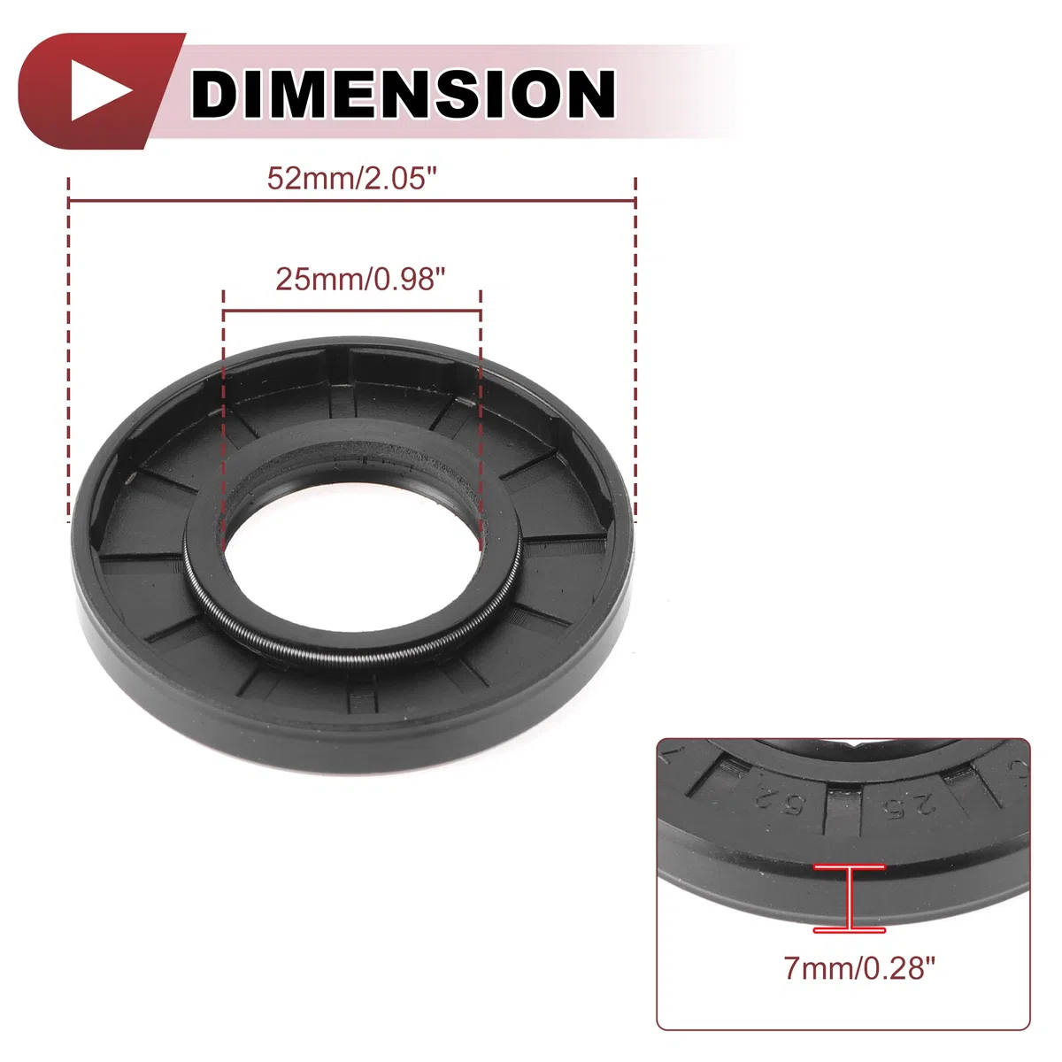 5 Pcs Sello de Eje Rotativo Sello de Aceite de Alta Presión 25x52x7mm Negro Nitrilo 70 Dureza de Goma