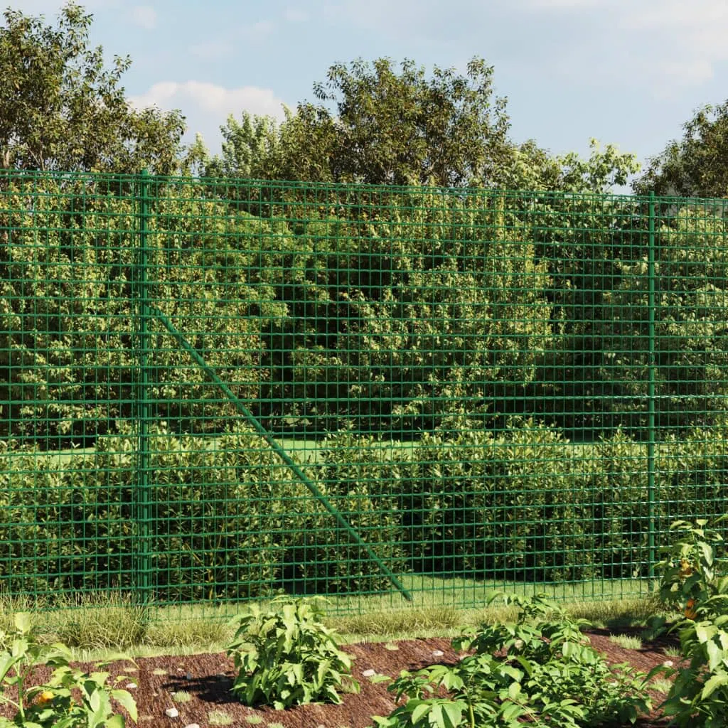 Valla de jardín de acero galvanizado de 1,6 x 10 m con revestimiento de PVC, valla de seguridad flexible para perros, camping, pastos, recintos para mascotas