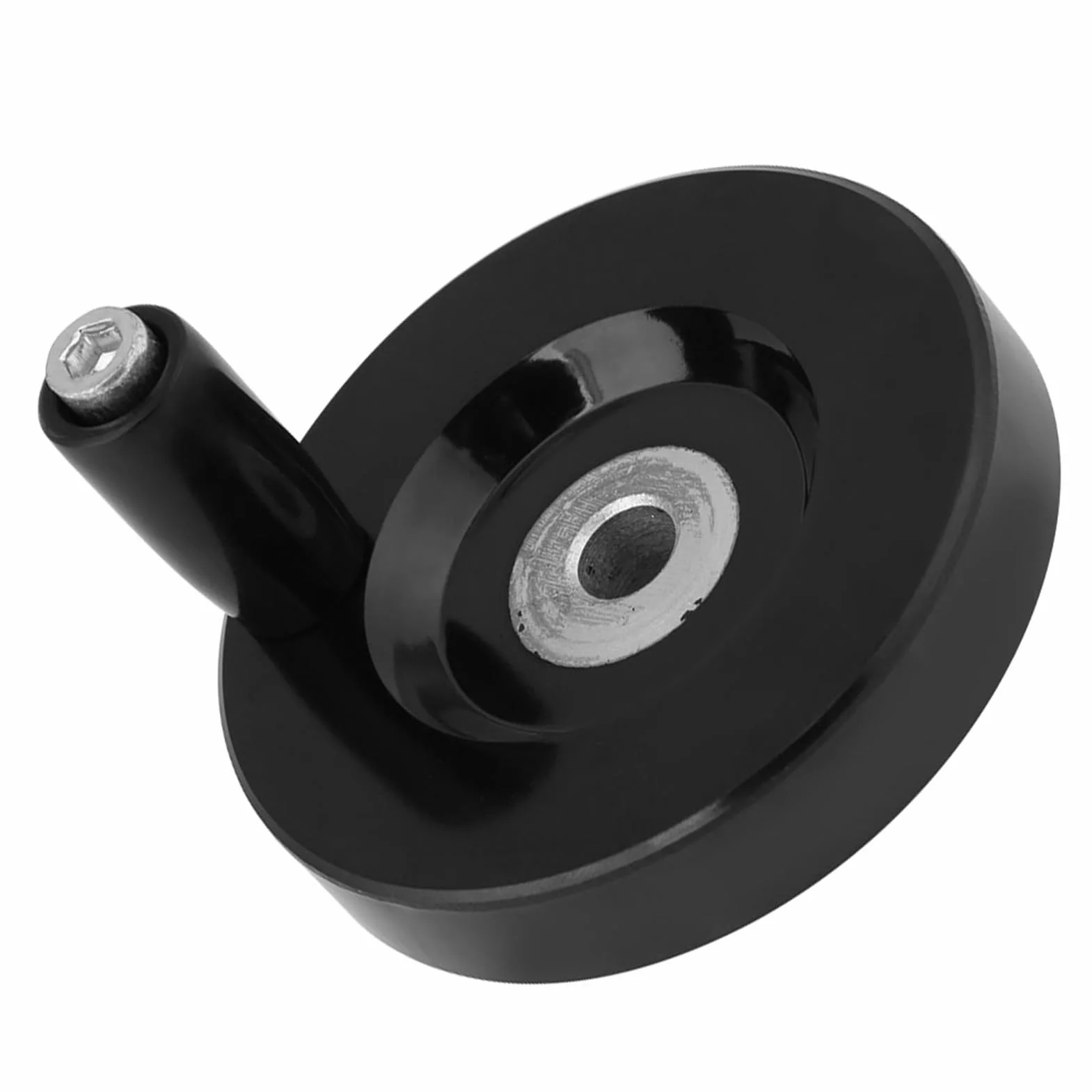 Hyuduo Rueda de Mano para Fresadora y Torno Baquelita 8x63mm Negra Redonda con Mango Giratorio Antideslizante Industrial