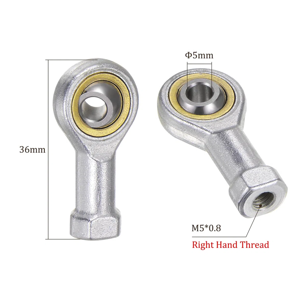 4pcs SI5TK PHSA5 M5 Terminales de Barra - [ Rosca a Derecha M5x0.8 ] Conector Articulado de Rodamiento de Extremo de Barra Acero con Recubrimiento de Zinc
