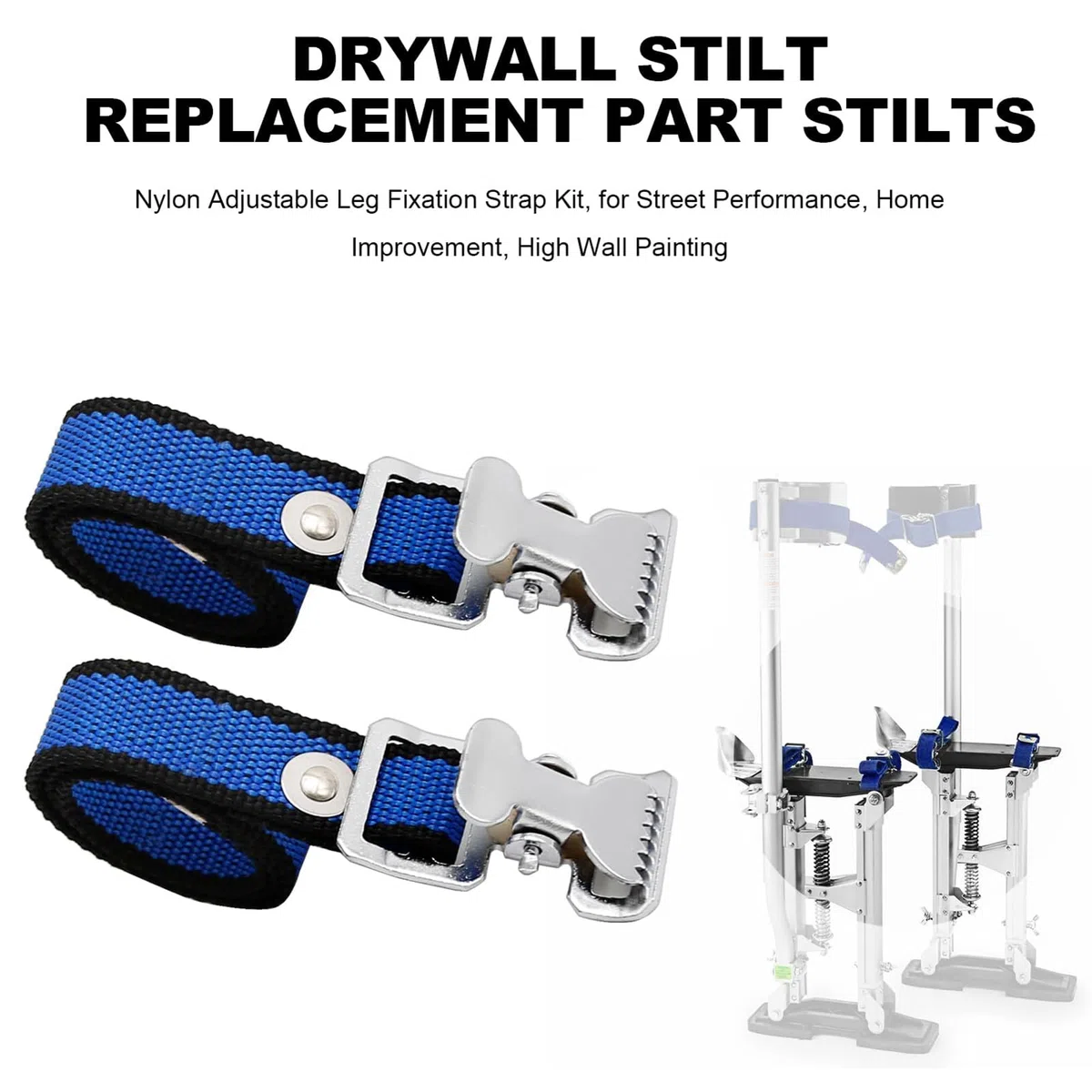 Correas para bandas para piernas de zancos para paneles de yeso, 4 piezas - Kit de fijación de pies de nailon ajustable | Correas de repuesto con 8 tornillos y 8 arandelas, accesorios duraderos para z