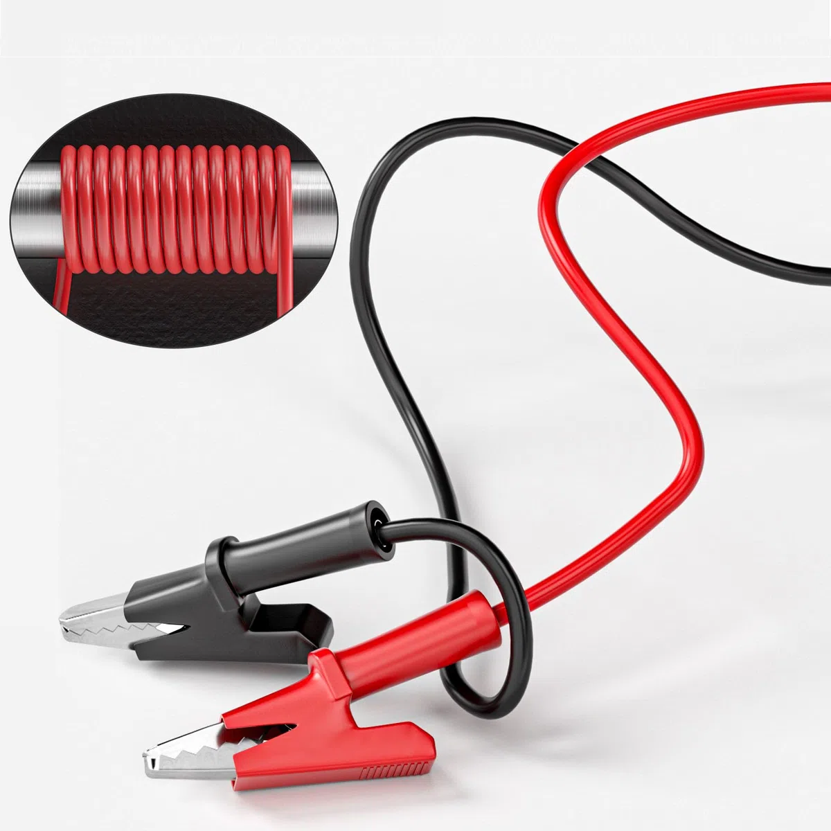 2 cables de prueba de pinzas de cocodrilo, cable de prueba flexible 3M, pinzas de cocodrilo de doble cara aisladas con cable, cable de cocodrilo para multímetro, 1000 V 15 A, rojo y negro (3