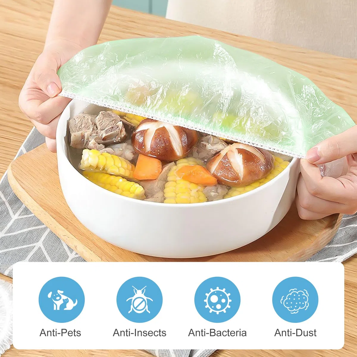 Funda protectora de alimentos Tapa de plástico para alimentos (60 unidades, reutilizable), diseño de caseta