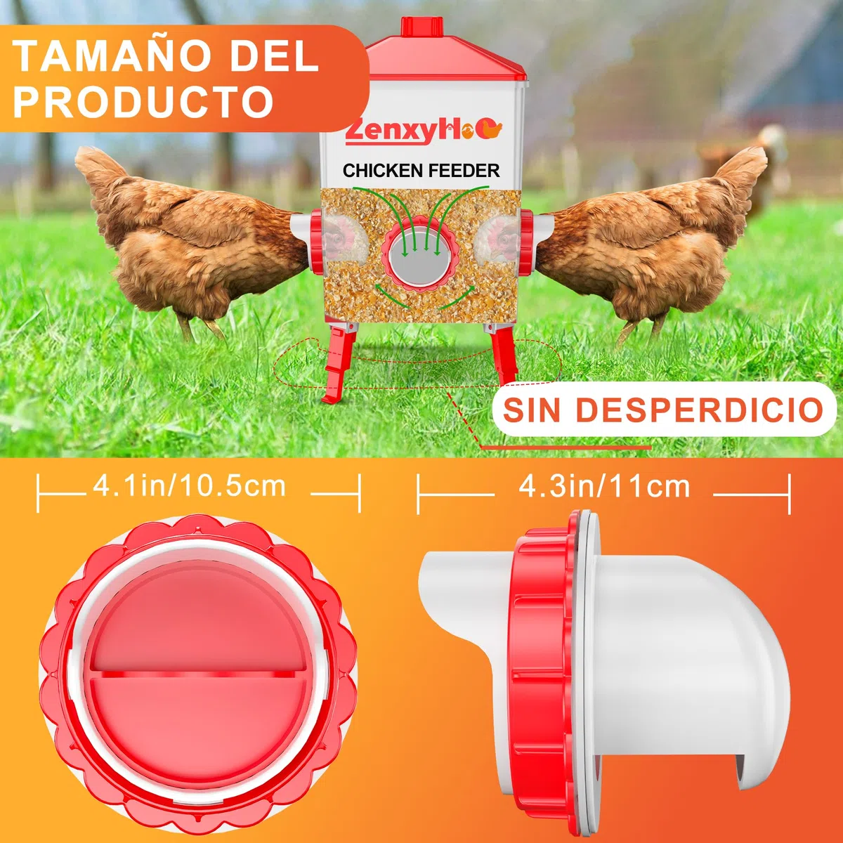 ZenxyHoC Comederos para Gallinas, Comedero Automático para Aves, 6 Puertos DIY Kit de Alimentación por Gravedad para Cubos Barriles Cubetas