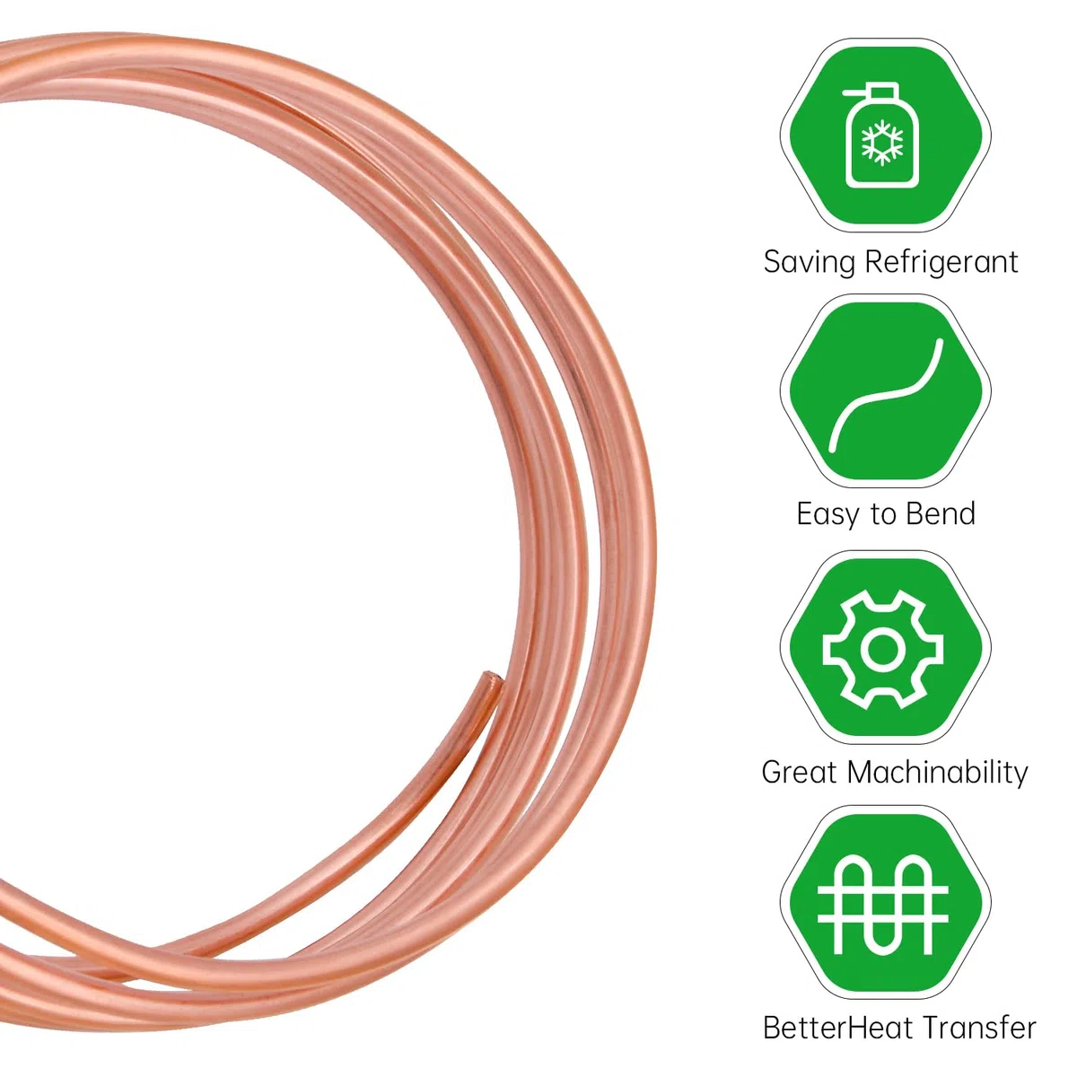Tubo de cobre flexible R410-2 m - 5 x 0.5 mm - Para climatización, fabricación de refrigeradores sumergibles, etc.