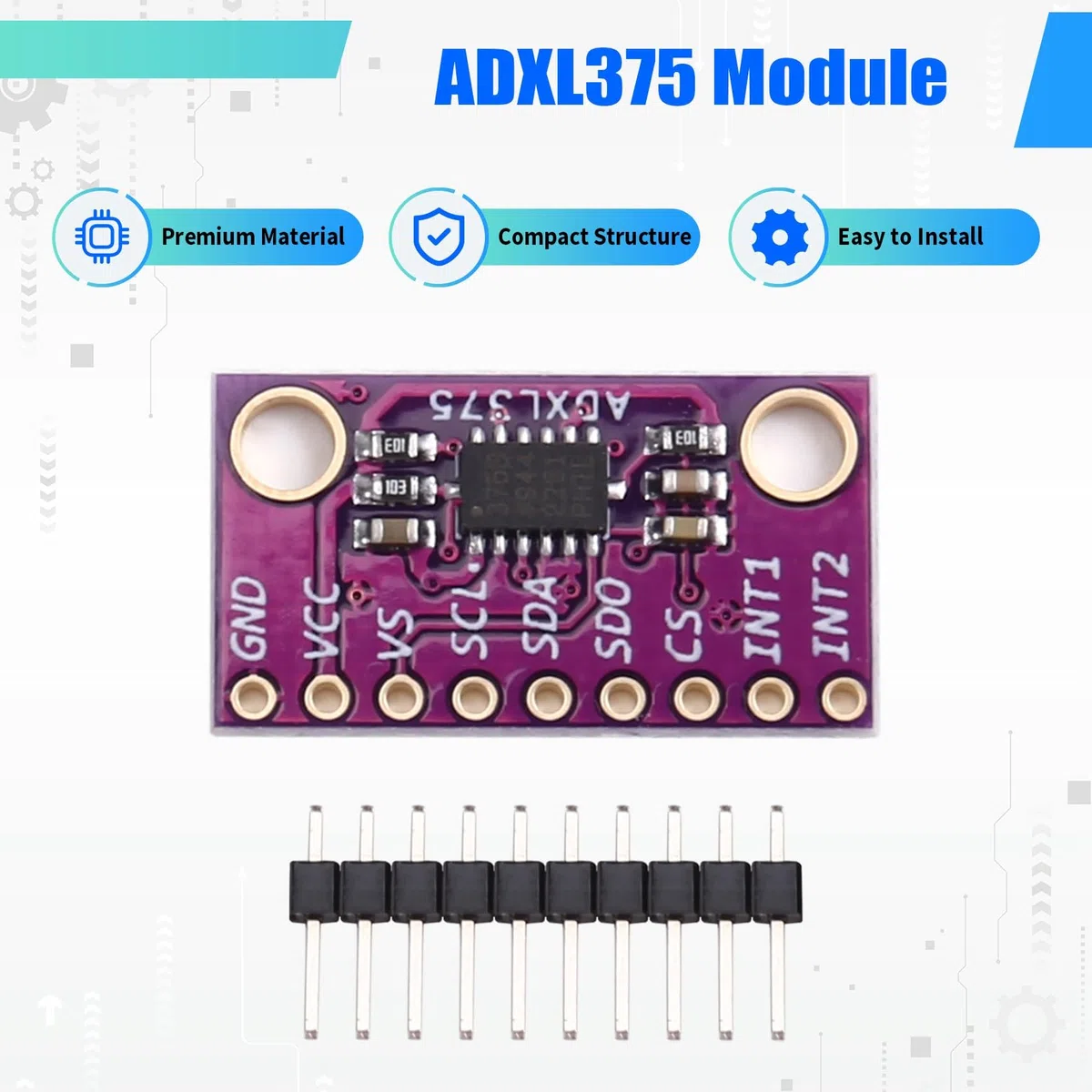 Módulo de Expansión del Acelerómetro ADXL375 Acelerómetro Triaxial ADXL375 Módulo de Expansión del Acelerómetro Triaxial de Alta G