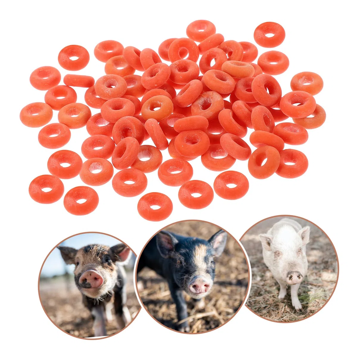 YARNOW Alicates de Castración para Animales Macho Anillos de Goma Naranja de Alta Elasticidad, Fáciles de Usar para Corte y Castración en Granjas, Paquete de 100 Unidades
