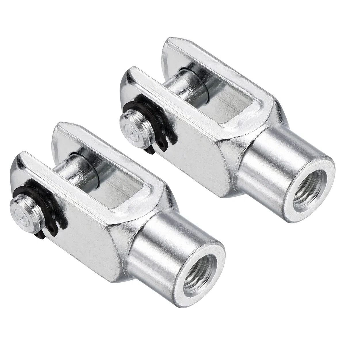 sourcing map Aire Cilindro Varilla Horquilla Extremo 2 Paquetes 52mm Longitud M10x1.25 Hembra Rosca Y Conector, Plata
