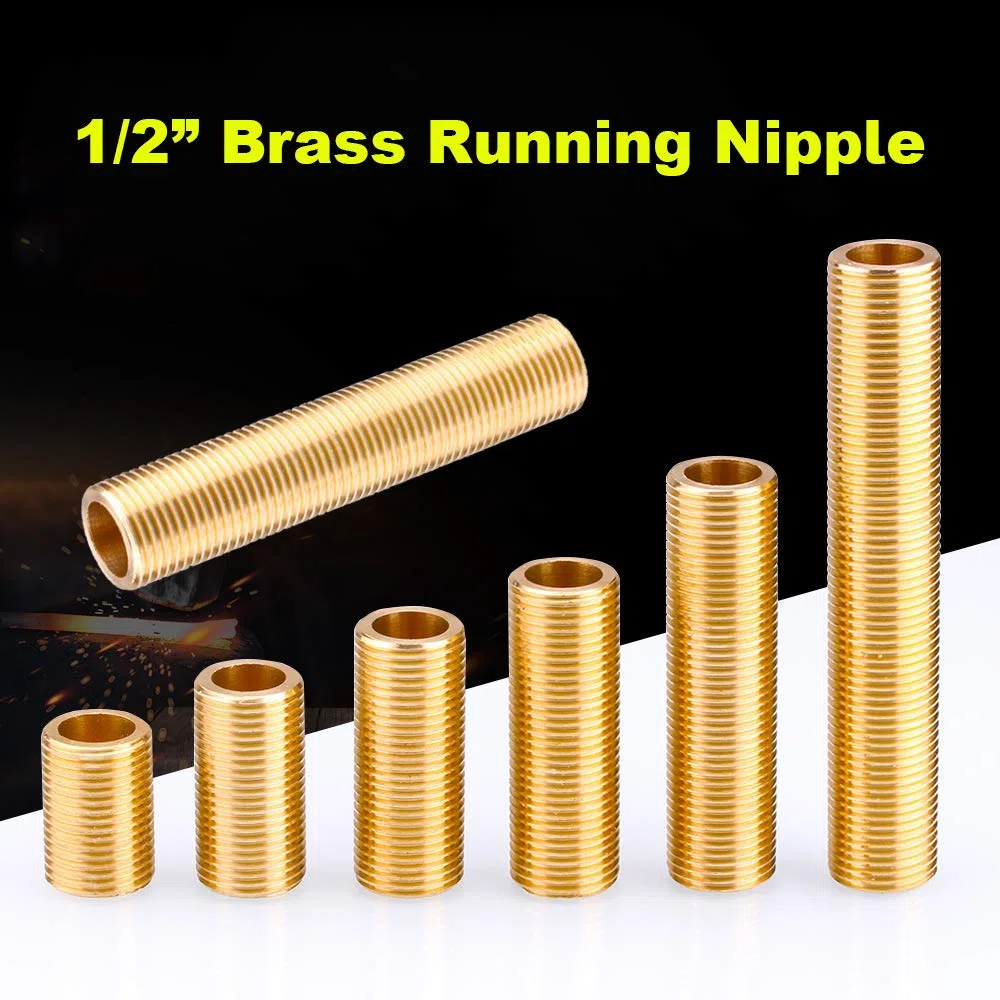 Tubo roscado macho NPT de 1/2 pulgadas, 1 pieza de 50 mm, 60 mm, 80 mm, 100 mm, 120 mm de longitud, latón para aplicaciones exteriores o marinas