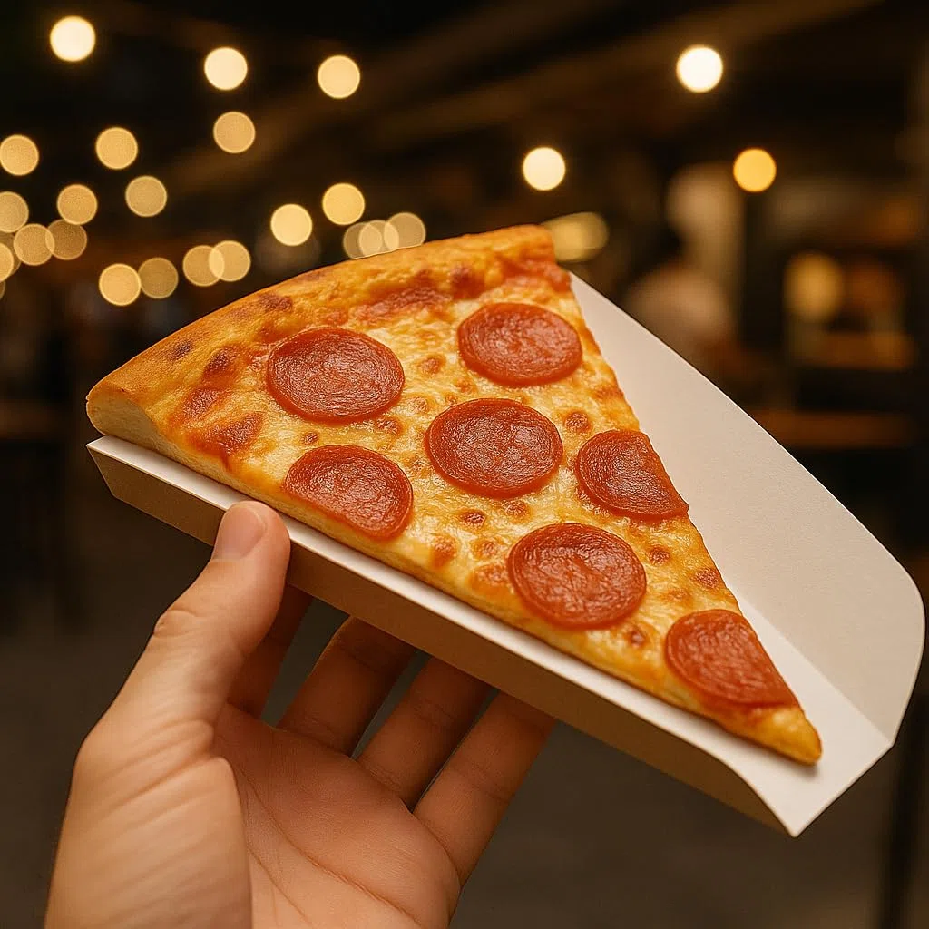100 Cuñas Porción Pizza 15x15x1,8 cm, Cartón Reciclable, Biodegradable, Anti-Grasa, Pizzerías, Take Away