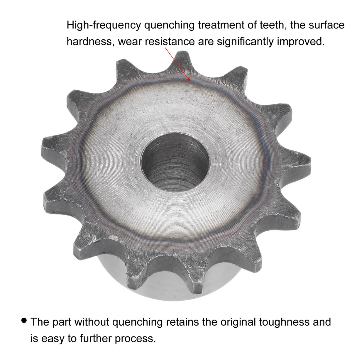 sourcing map Cadena Rodillo Rueda Dentada, 10 mm Diámetro Interior 3/8" Paso 13 Dientes una Sola Cadena Tipo B Rueda Acero Carbono A3 Cadena Rodillos para Cadena ISO 06B, 2uds