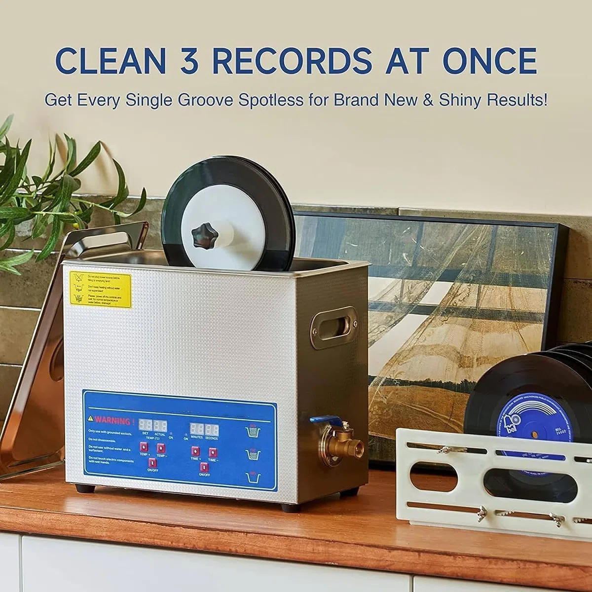Máquina de limpieza ultrasónica, limpiador ultrasónico de discos de vinilo con limpieza de doble cara con rotación automática para restauración profesional.