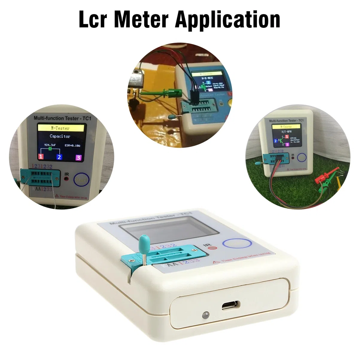 RUIZHI LCR-T7 - Probador de transistor multifunción - Medidor ESR TFT para diodo Triodo Resistencia - LCR TC1