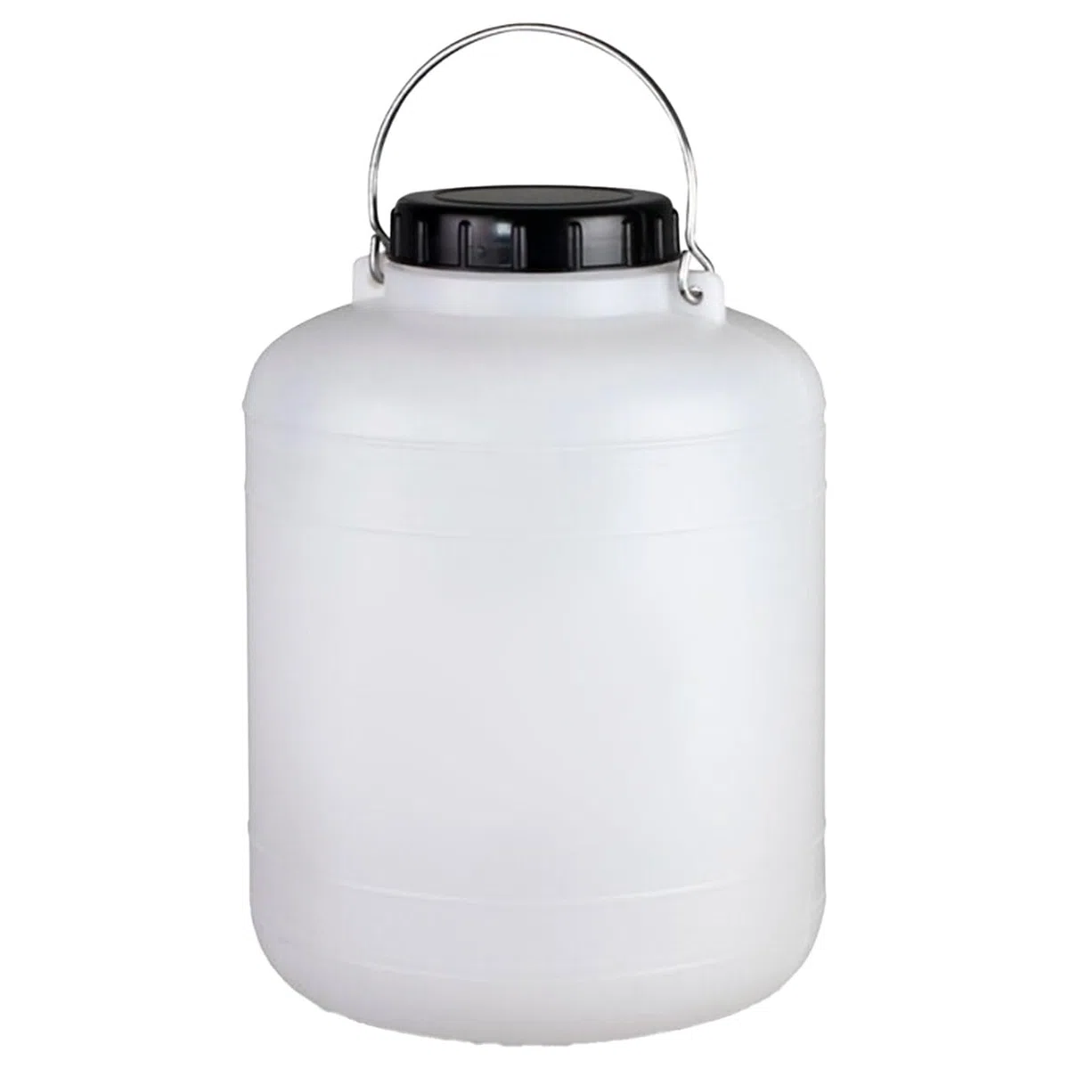 Tradineur - Bidón/Barril cilíndrico de 20 Litros con asa metalica para el almacenamiento de alimentos - Incluye tapa y obturador - Fabricado en PVC - Apto para uso Alimentario - Ø 28 x 46 cm