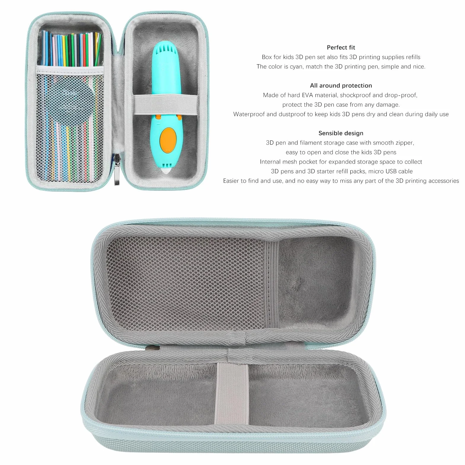 Estuche para Bolígrafo 3D, Estuche de Almacenamiento de Gran Capacidad para Bolígrafo de Impresión 3D, Soportes Protectores para Paquete de Recarga de Filamento de Impresión 3D y