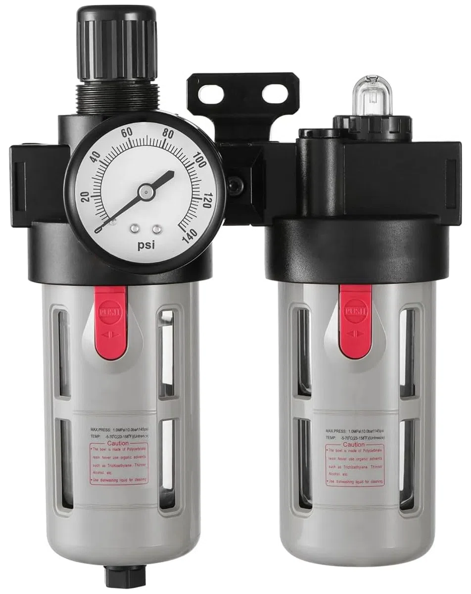 FILTRO REGULADOR Y LUBRICADOR 150 ML, entrada de 1/2" Filtro para compresor de aire