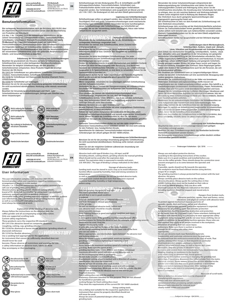 Fd-Workstuff Discos de desbaste, 10 unidades, diámetro de 115 x 6 mm, para amoladora angular o de corte, discos abrasivos, para acero y metal no ferroso