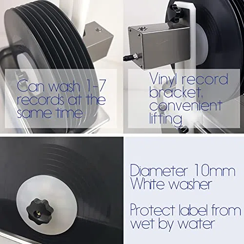 Máquina de limpieza ultrasónica, limpiador ultrasónico de discos de vinilo de 300 W, sistema de limpieza con calefacción, temperatura ajustable y desgasificación, incluye soporte elevador.