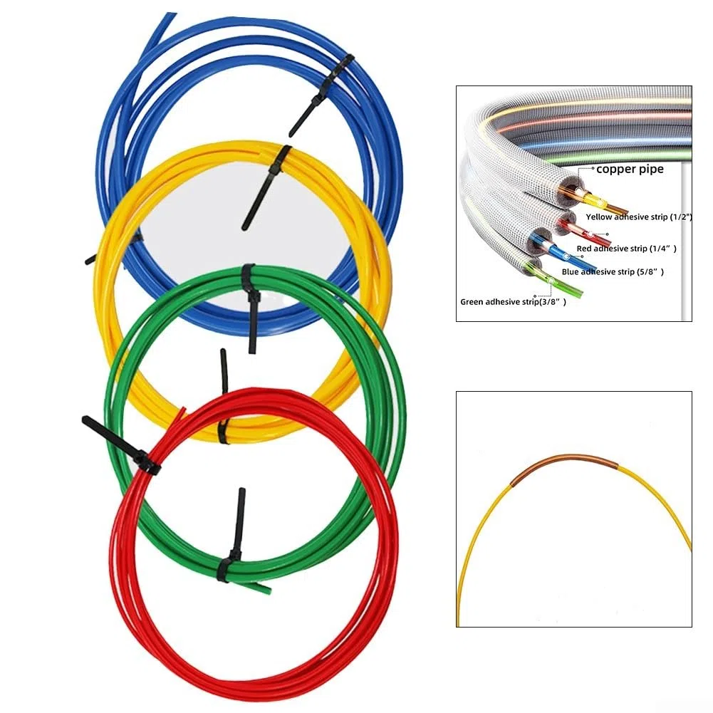 1PC Dobladora de tubos de cobre para aire acondicionado, tiras de plástico para doblar tubos de 1/4, 3/8, 1/2 y 5/8 pulgadas, herramienta para tuberías interiores aisladas (roja)