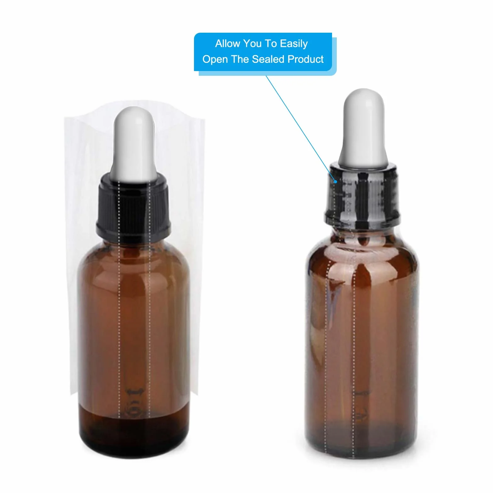 PATIKIL 65x60mm Bandas de Encogimiento Perforadas de PVC, 250 Piezas de Envoltura Termorretráctil para Botellas, Ajuste para Diámetro de Tapa de 1.22 a 1.5", Transparente