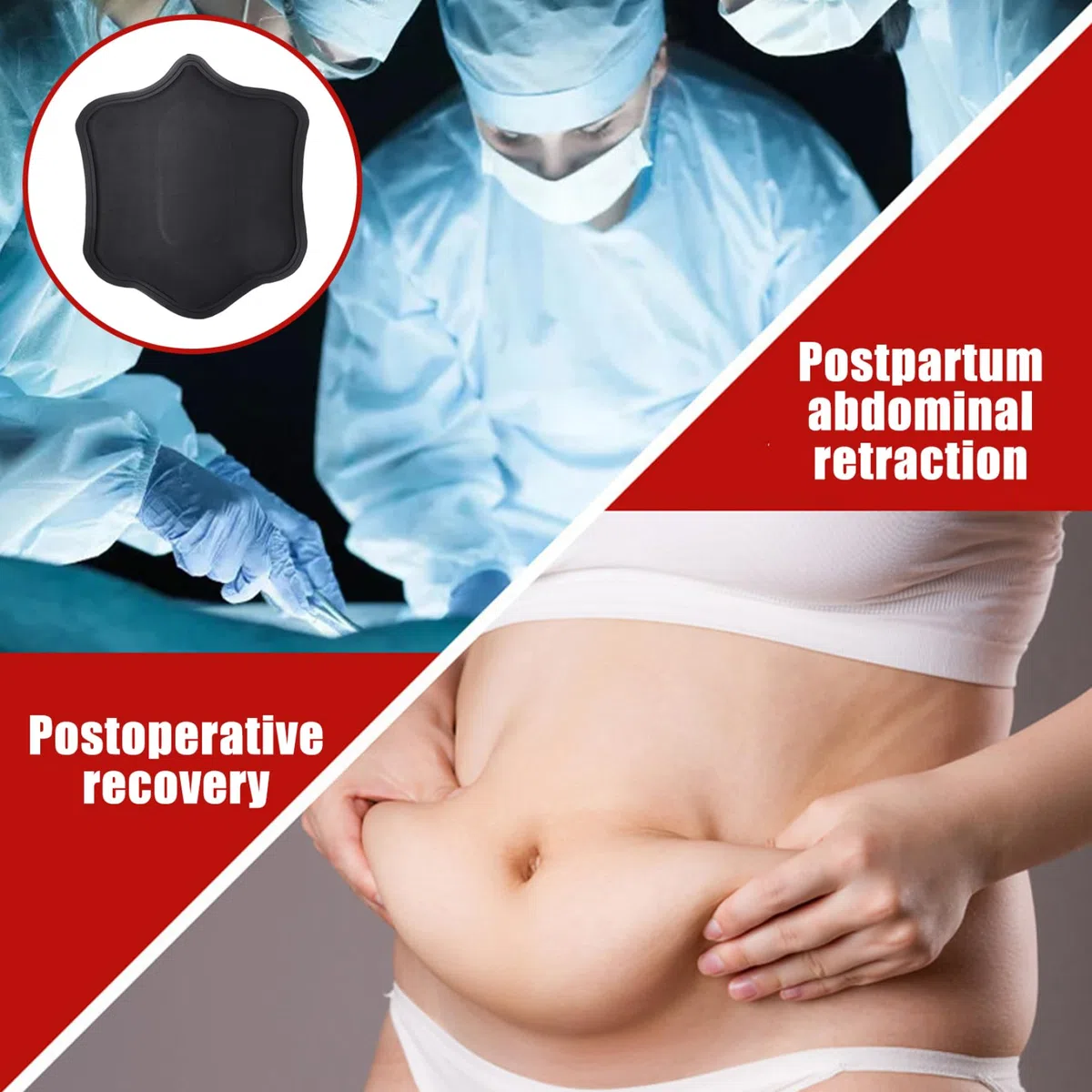 Tablero Abdominal, liposucción Posterior a la cirugía BBL Lipo Foam Tablas, Tabla Suave y cómoda después de la cirugía, prevenir la compresión de Las Arrugas/Negro
