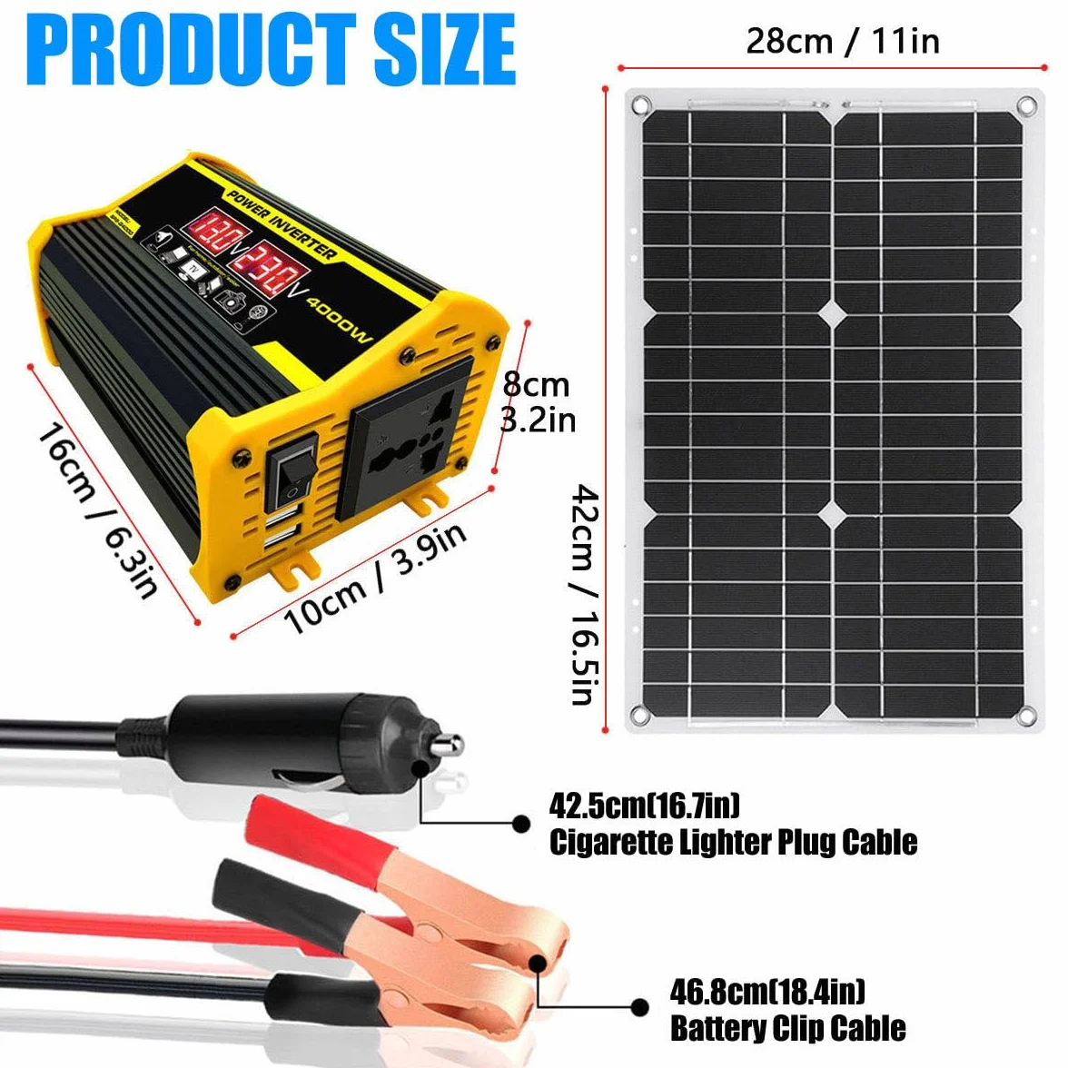 Placas Solares para Casa Kit Completo con Controlador De 30A, Inversor De 400W Y Paneles Solares De 18W 18V, Kit Completo para Casas, Campamentos, Granjas, RV Y Barcos Black-220V