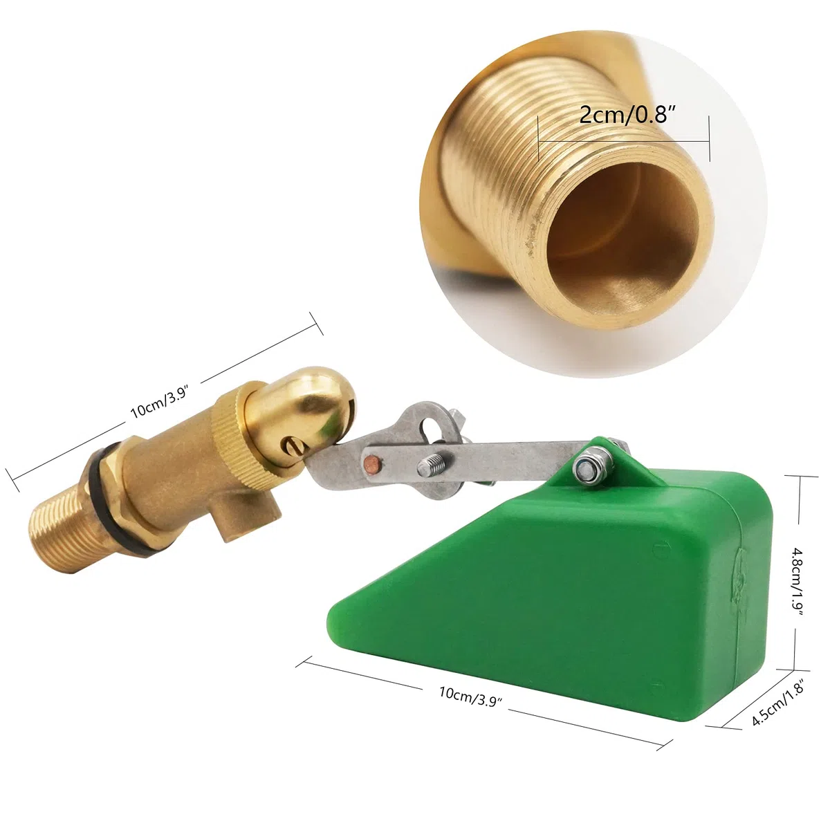 Válvula de Flotador de 1/2" Válvula de Flotador de Latón de Bola de Flotador Válvula de Flotador de Agua de Cierre Automático con Brazo Ajustable para Cuenco de Agua de Vaca
