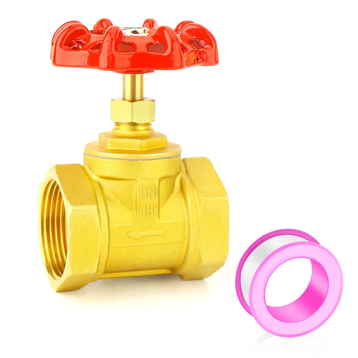 GASHER 1pezzi Válvula de compuerta de latón industrial, DN15 1/2" hembra con mango de rueda, Heavy Duty Válvula de compuerta de herramientas para el agua, petróleo, gas