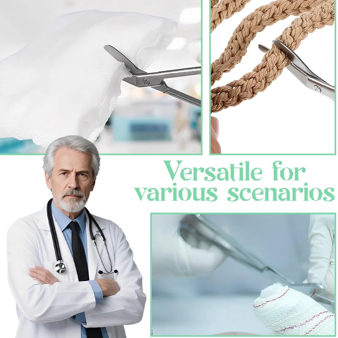 Tijeras Enfermería Para Bolsa De Ostomía, Con Punta Redonda Y Romo Para Cuidado De Colostomía, Acero Inoxidable Color Plata, Longitud 110Mm, 1 Unidad
