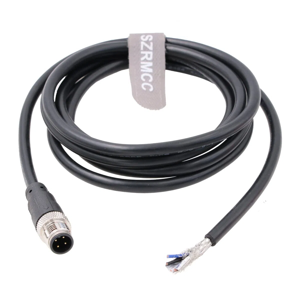 SZRMCC M12 A-Code 4 Pin Macho a Cable Desnudo Ethernet Sensor I/O Cable para Cámara Industrial Fieldbus Módulo Dispositivo Profinet 22AWG (3m)