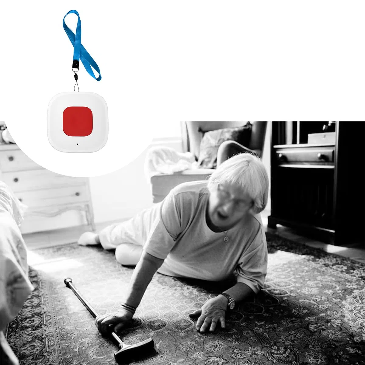 Alarma personal para personas mayores con botón de emergencia, llamada inteligente, wifi de 2,4 GHz, ideal para el dormitorio de personas mayores y el hogar.
