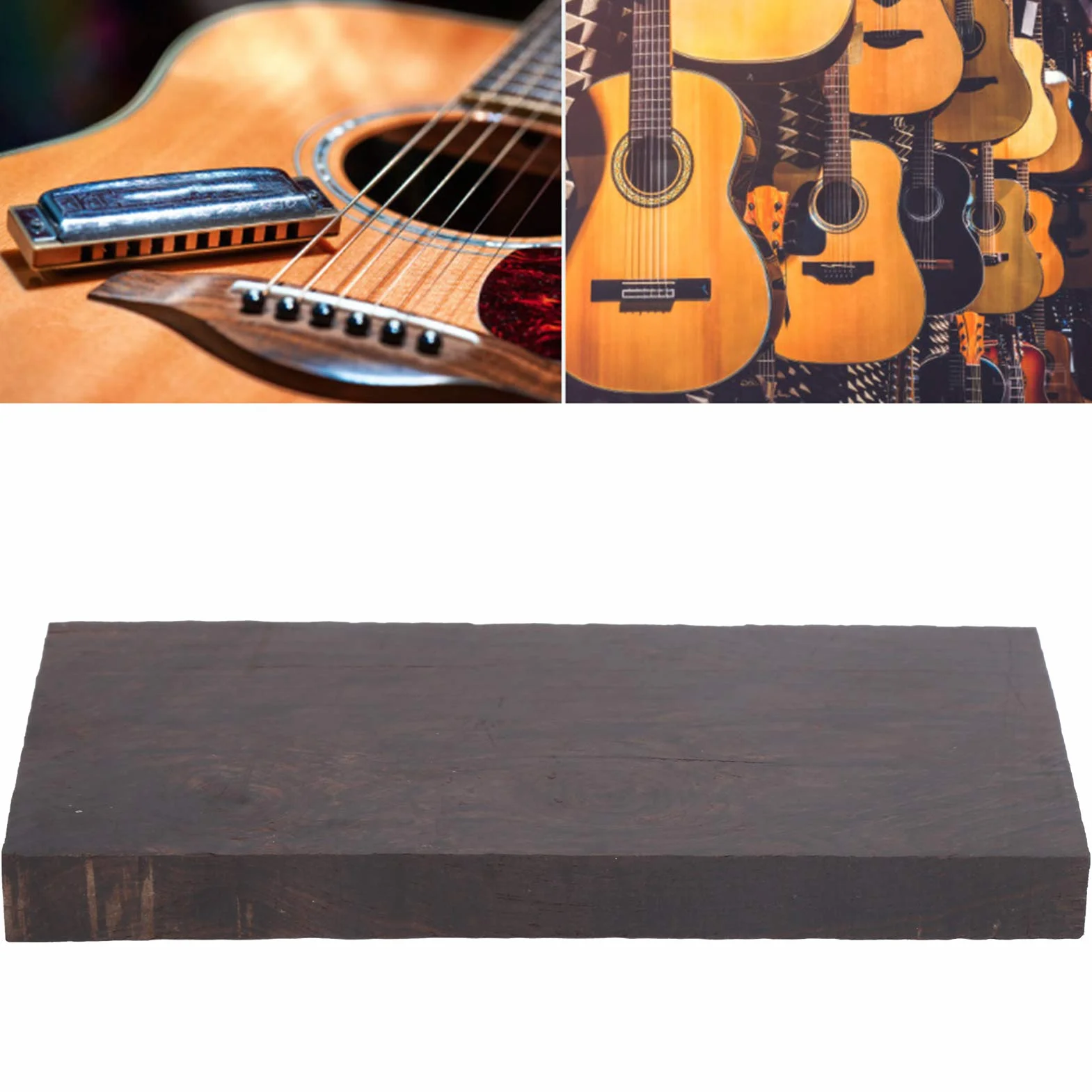 Madera de ébano negro, madera de ébano negro madera de madera original, madera en blanco Material de bricolaje para herramientas de instrumentos musicales(120 * 60 * 10mm)