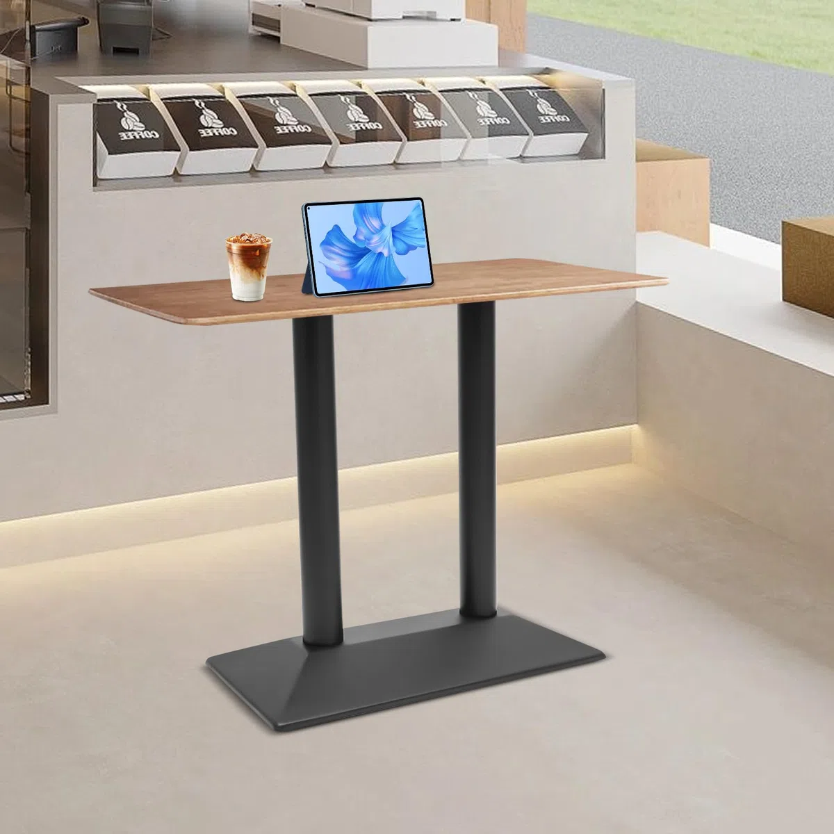 Múnich - Base para mesa (metal, altura 72 cm, base de 70 x 40 cm), color negro
