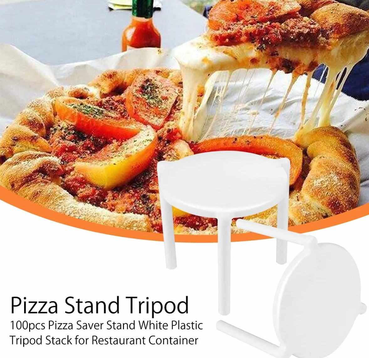LATRAT 100 piezas espaciadores para tazas de pizza de plástico, soporte para pizza, tapa de soporte, soporte de plástico para pizza, soporte para restaurantes, cajas de catering