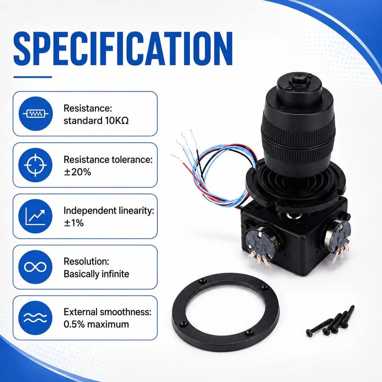 Uadme 4 Ejes Joystick Potenciómetro Botón Control, 400B - 10K 4D Distribuidor Hidráulico Joystick para Uso Industrial