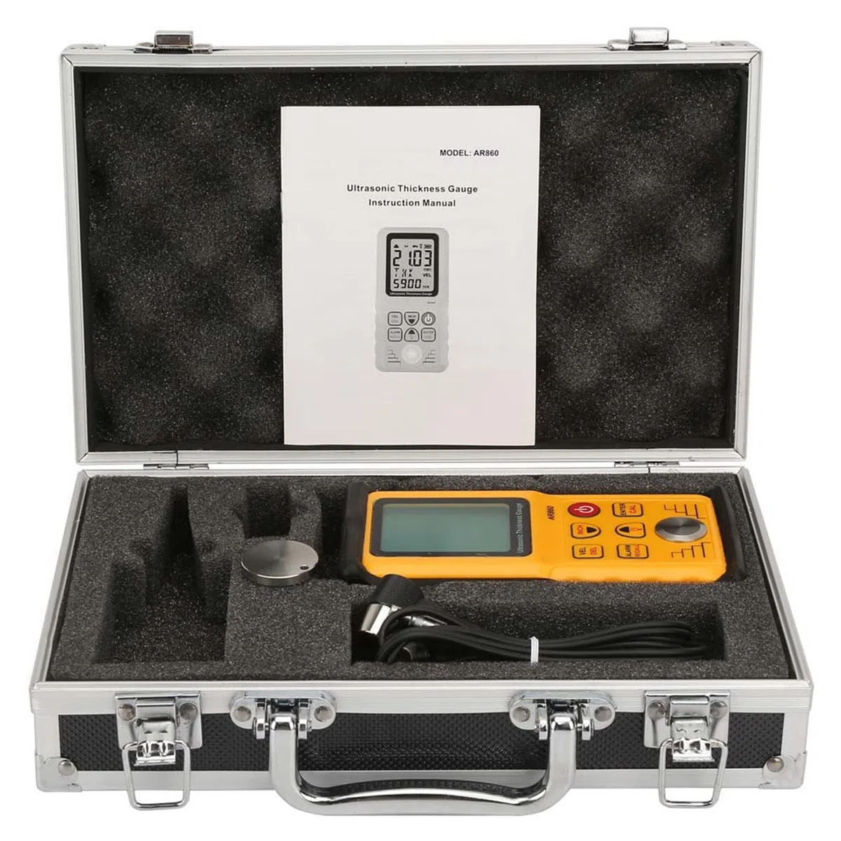 SMART SENSOR AR860 Medidor de Espesor Digital Pintura Ultrasónica Medidor de Espesor Rango 1.0-300.0mm (acero) para Metal Plástico Cerámica Vidrio