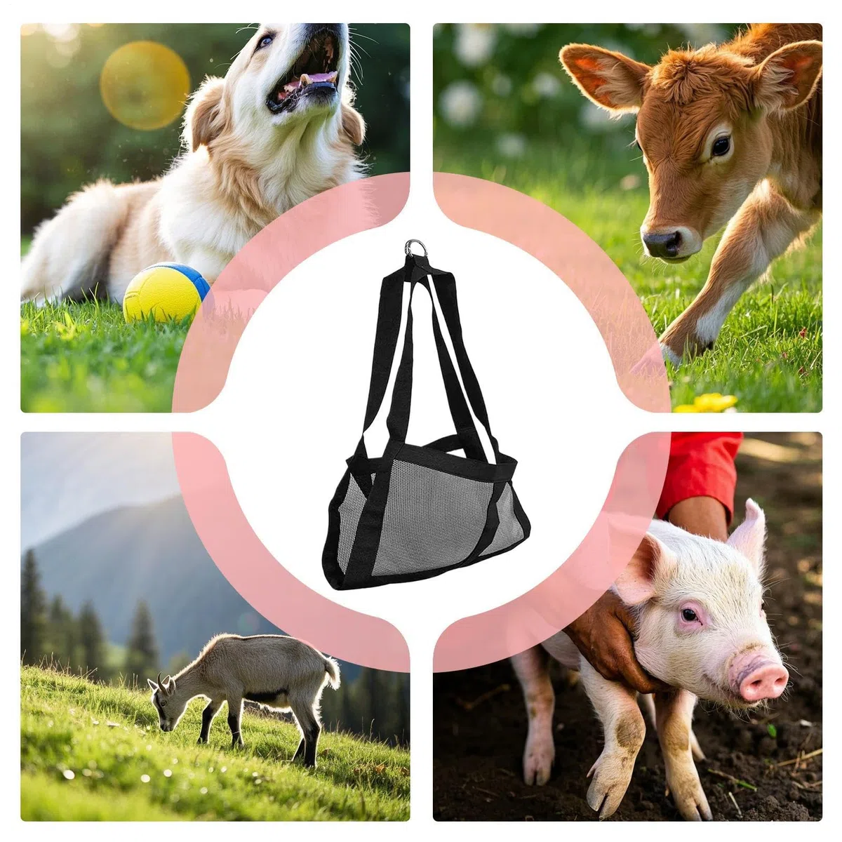 Eslinga de pesaje de Pantorrilla, arnés de báscula de Peso, Soporte Seguro de Levantamiento de Ganado, 30 x 48 cm, Cuna Suave para terneros, Cabras, Cachorros, Conejos, corderos, ovejas