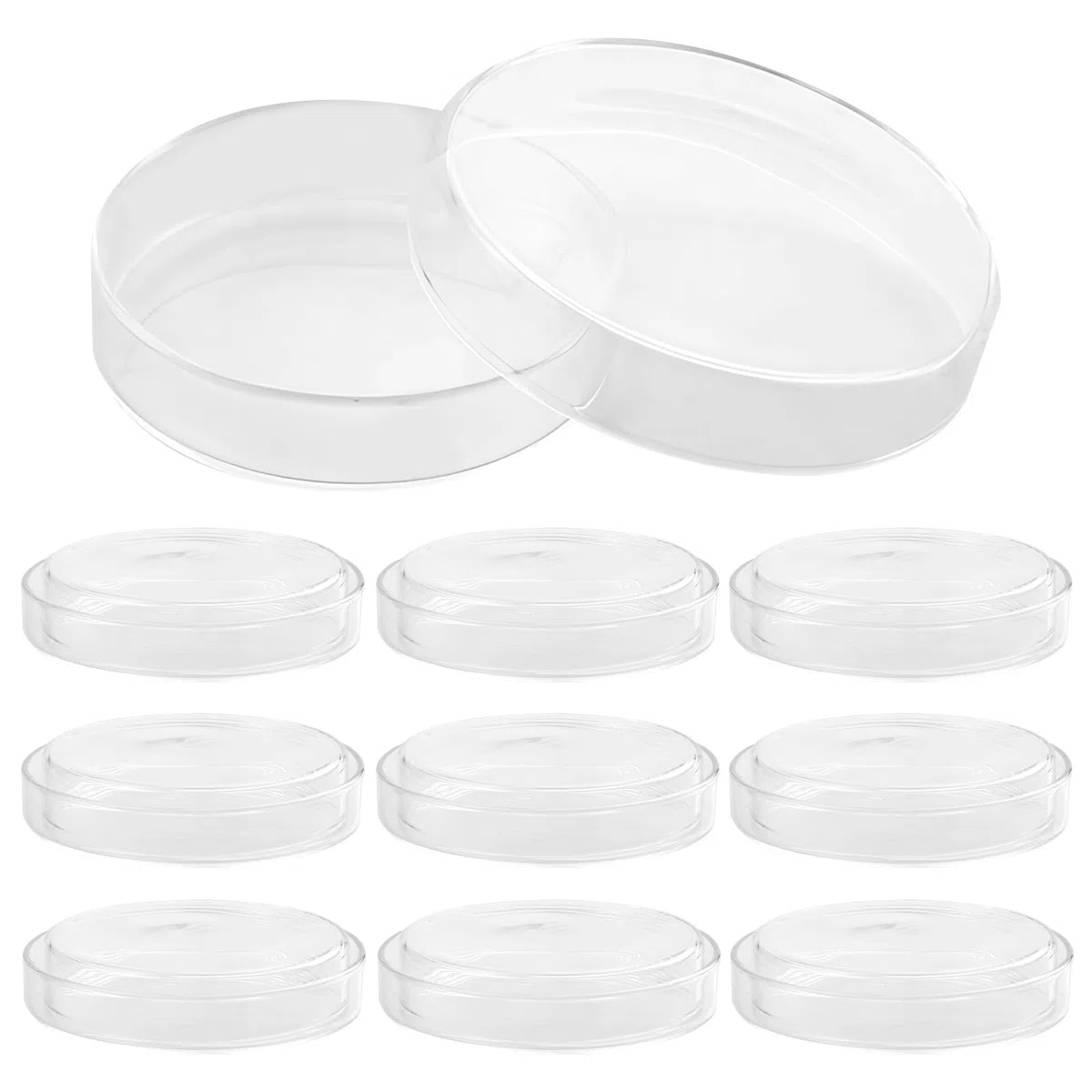 Placas de Petri de vidrio con tapa: 10 placas de Petri estéril transparentes, 90 x 20 mm, placa de cultivo celular Petri de vidrio de borosilicato, autoclavables, placas de Petri para