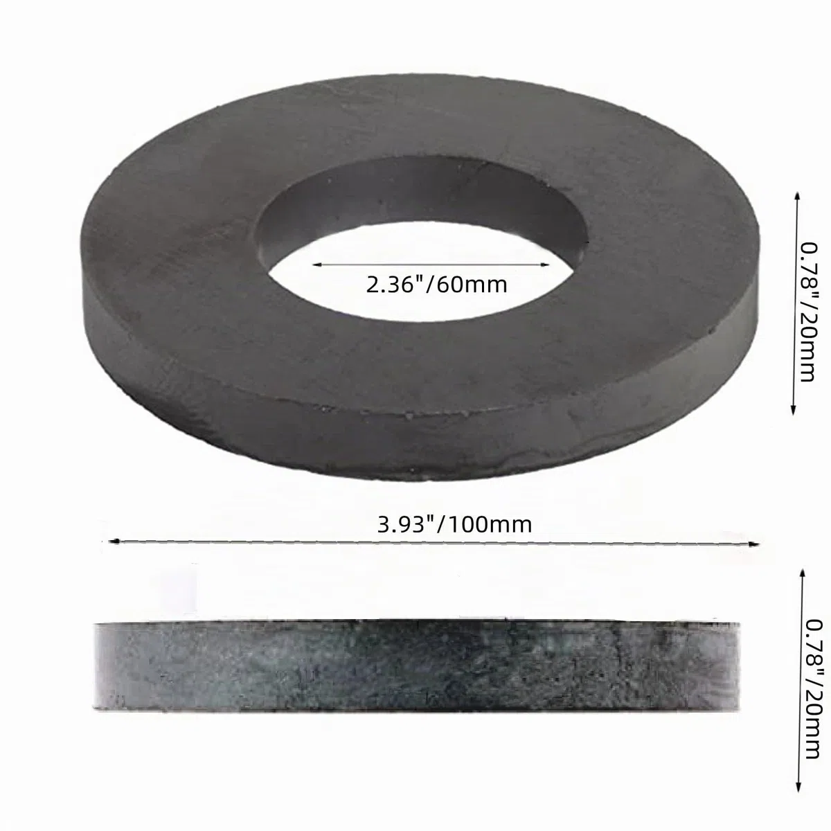 Imán Anillo magnetico de Ferrita 10cm.Ø - Aro magnético de cerámica - Ferrita Y35 - Fuertes Imanes permanentes cerámicos