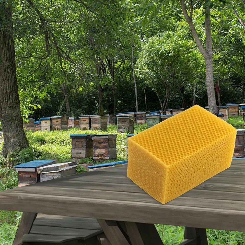 30 hojas de base de cera de colmena, cera de cría con cable estándar nacional, base de cera de abeja, herramienta de apicultura de base de nido de cera de abeja