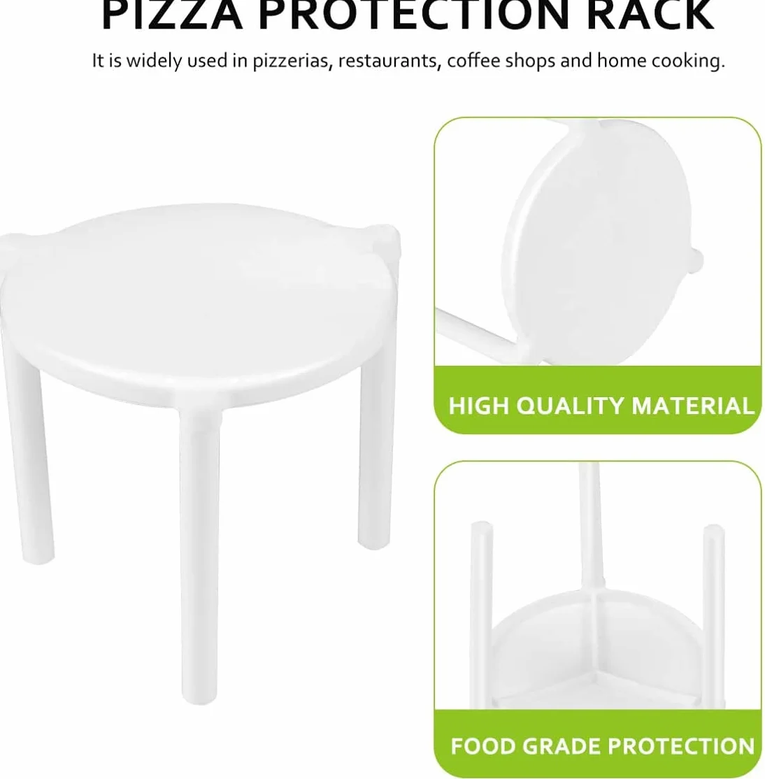 LATRAT 100 piezas espaciadores para tazas de pizza de plástico, soporte para pizza, tapa de soporte, soporte de plástico para pizza, soporte para restaurantes, cajas de catering