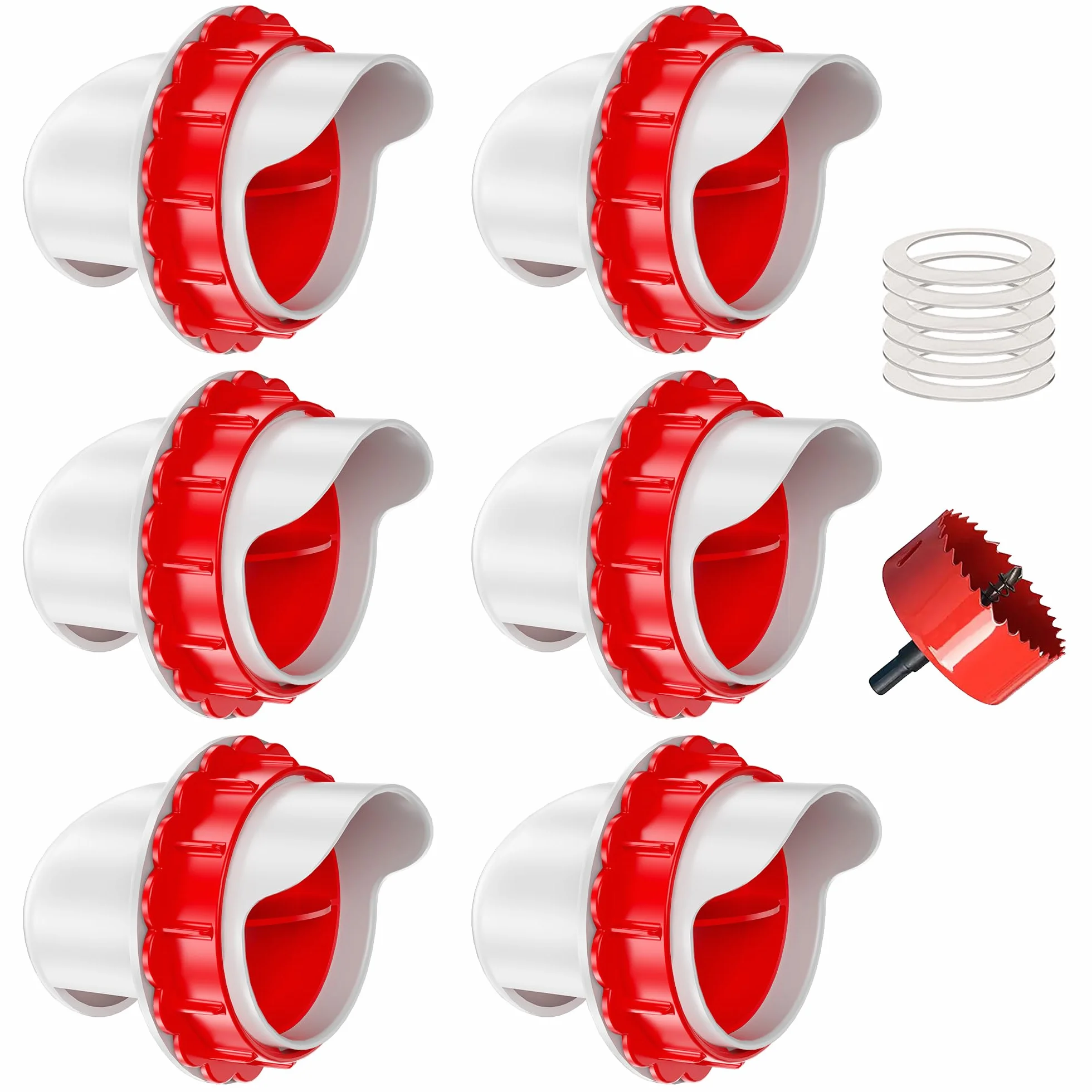 ZenxyHoC Comederos para Gallinas, Comedero Automático para Aves, 6 Puertos DIY Kit de Alimentación por Gravedad para Cubos Barriles Cubetas