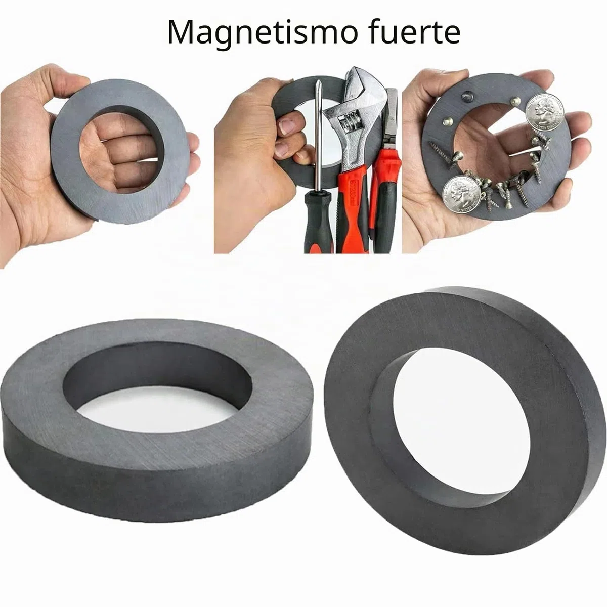 Imán Anillo magnetico de Ferrita 10cm.Ø - Aro magnético de cerámica - Ferrita Y35 - Fuertes Imanes permanentes cerámicos